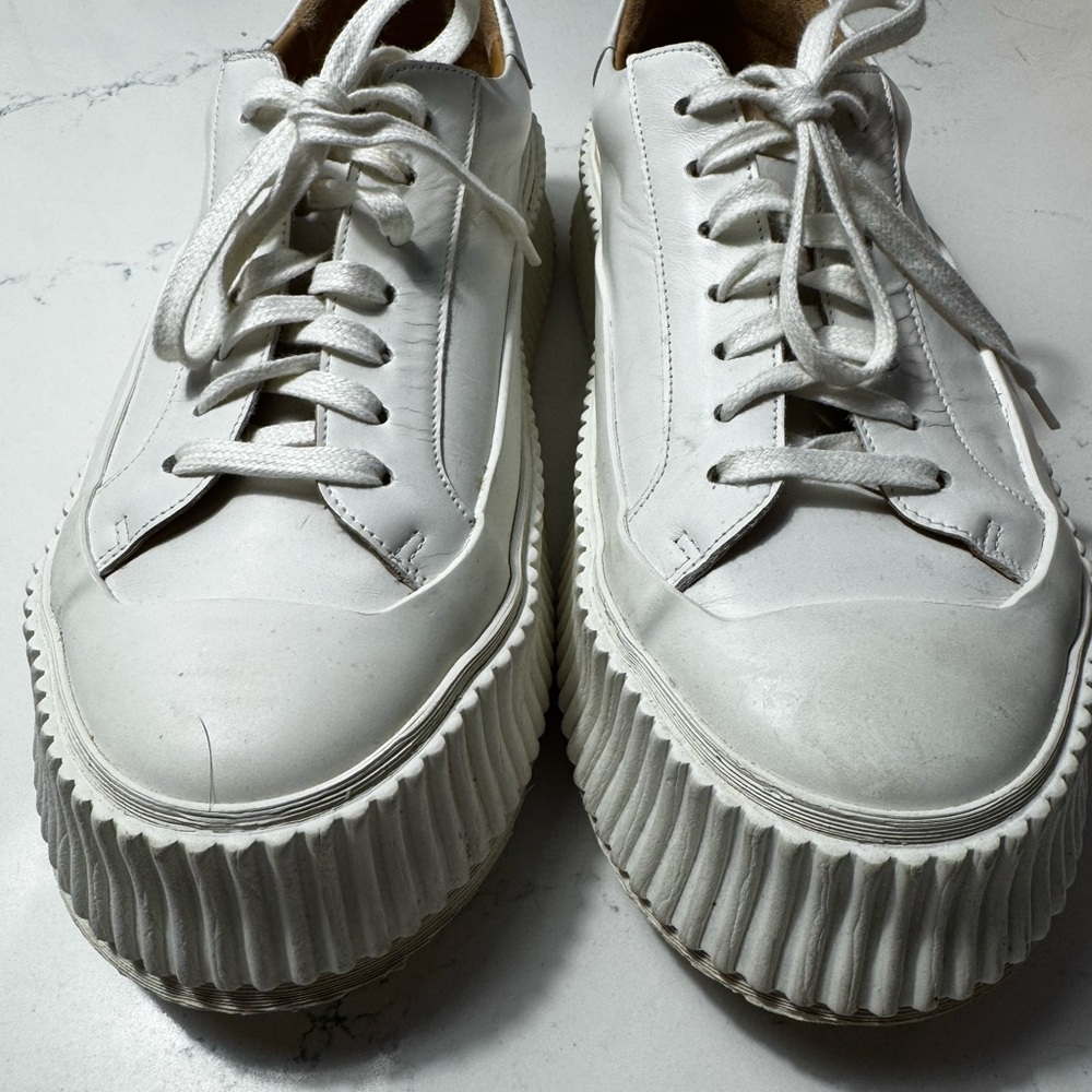 Jil Sander White Leather Platform Sneakers – Size 39 – Excellent Condition - Picture 5 of 9